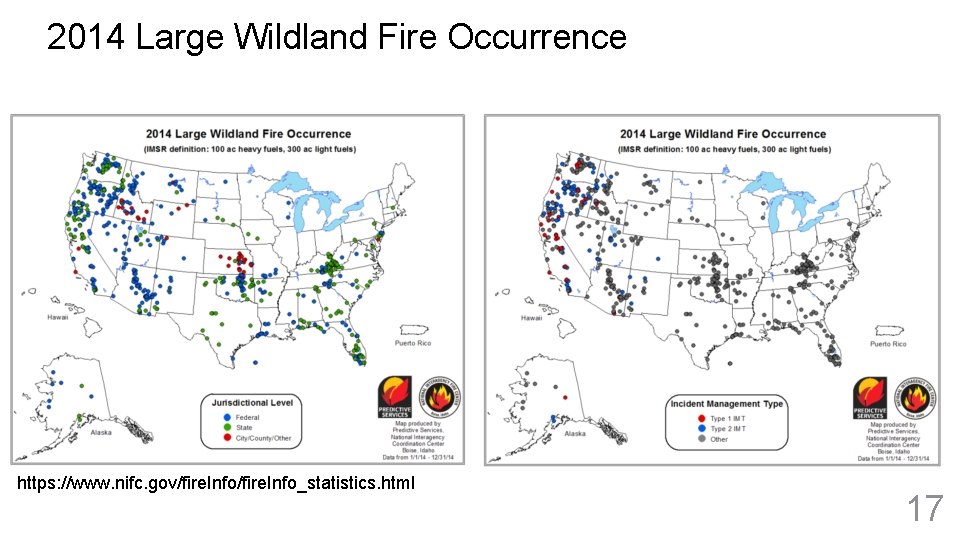 2014 Large Wildland Fire Occurrence https: //www. nifc. gov/fire. Info_statistics. html 17 