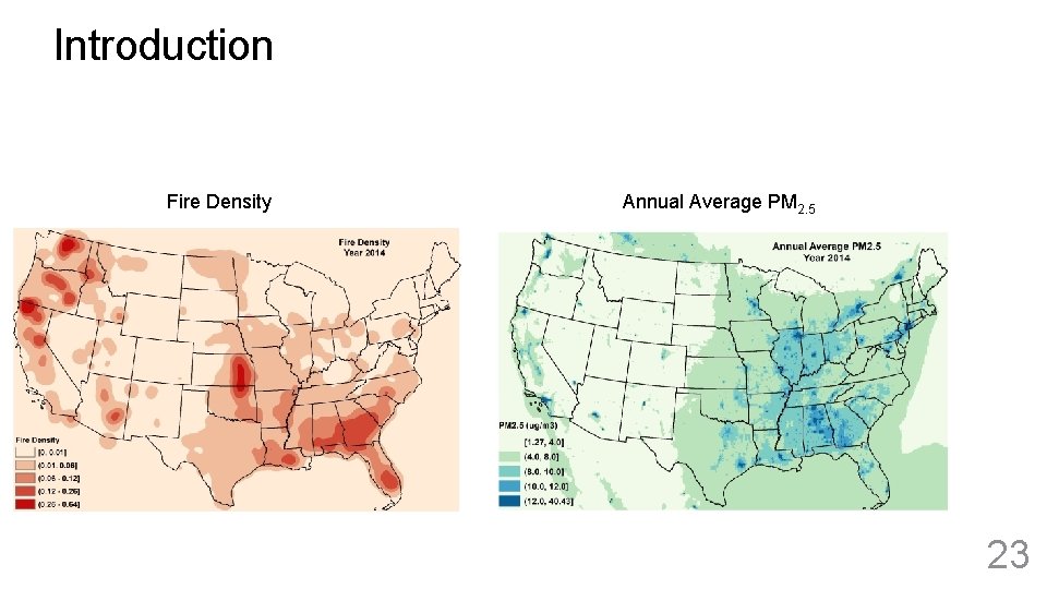 Introduction Fire Density Annual Average PM 2. 5 23 