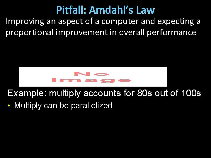 Pitfall: Amdahl’s Law Improving an aspect of a computer and expecting a proportional improvement