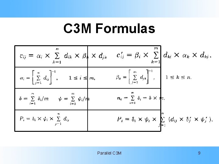 C 3 M Formulas Parallel C 3 M 9 