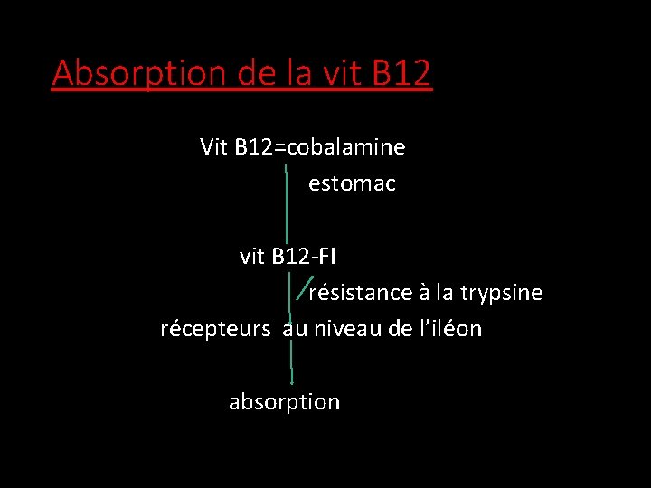 Absorption de la vit B 12 Vit B 12=cobalamine estomac vit B 12 -FI