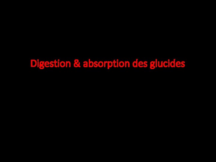 Digestion & absorption des glucides 