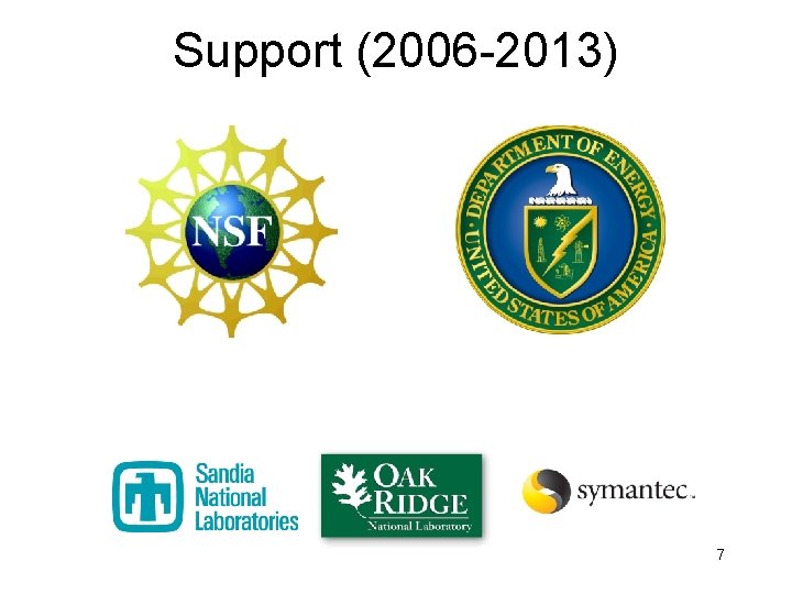 Support (2006 -2013) 7 