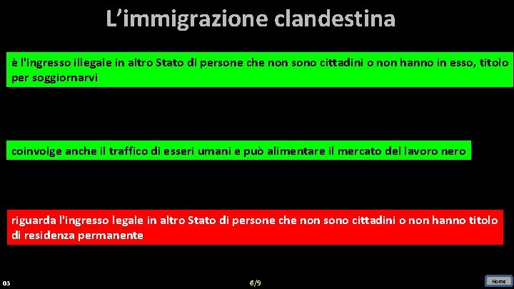 L’immigrazione clandestina èL'immigrazione l'ingresso illegale clandestina in altro Stato è l'ingresso di persone illegale