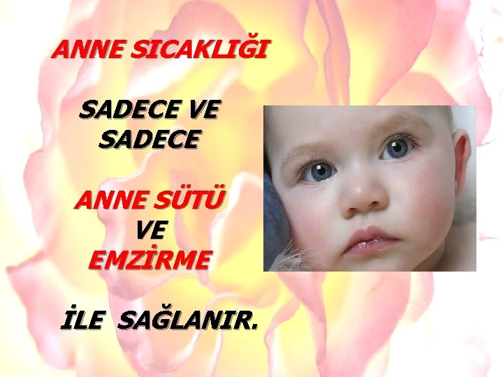 ANNE SICAKLIĞI SADECE VE SADECE ANNE SÜTÜ ANNEVE SÜTÜ VE EMZİRME İLE SAĞLANIR. 