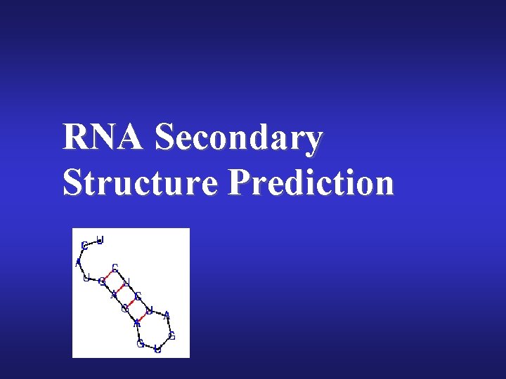 RNA Secondary Structure Prediction 