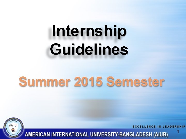 Internship Guidelines Summer 2015 Semester 1 