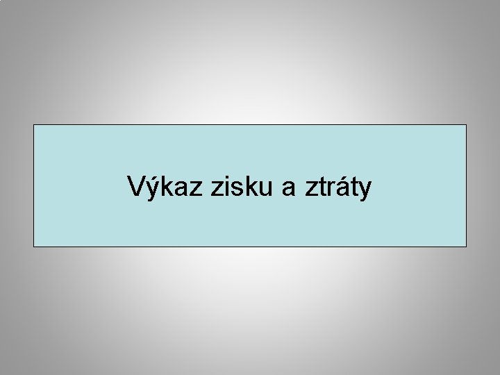 Výkaz zisku a ztráty 