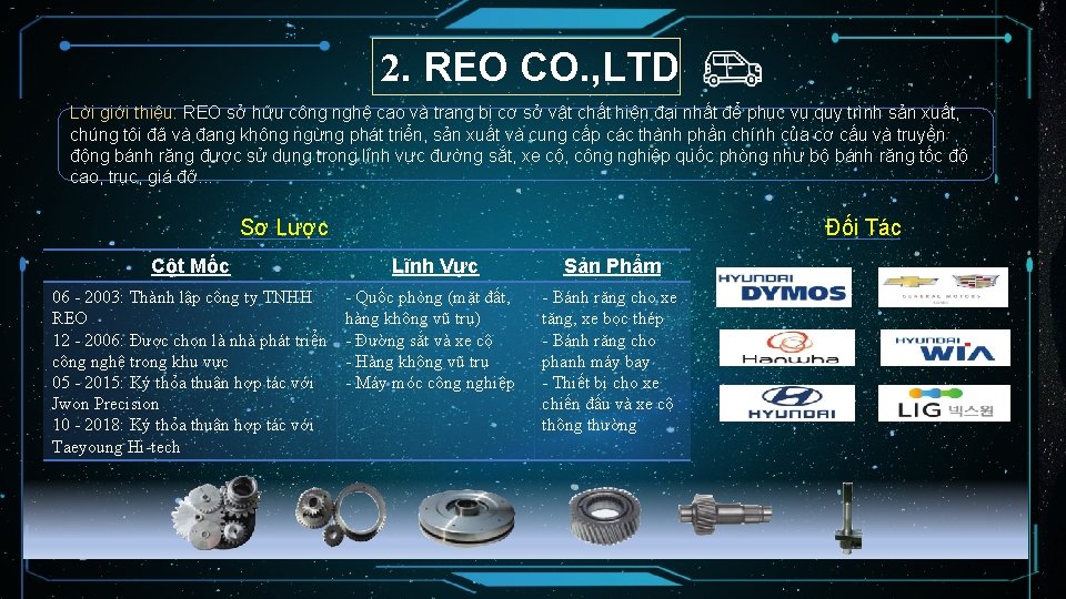 2. REO CO. , LTD Lời giới thiệu: REO sở hữu công nghệ cao