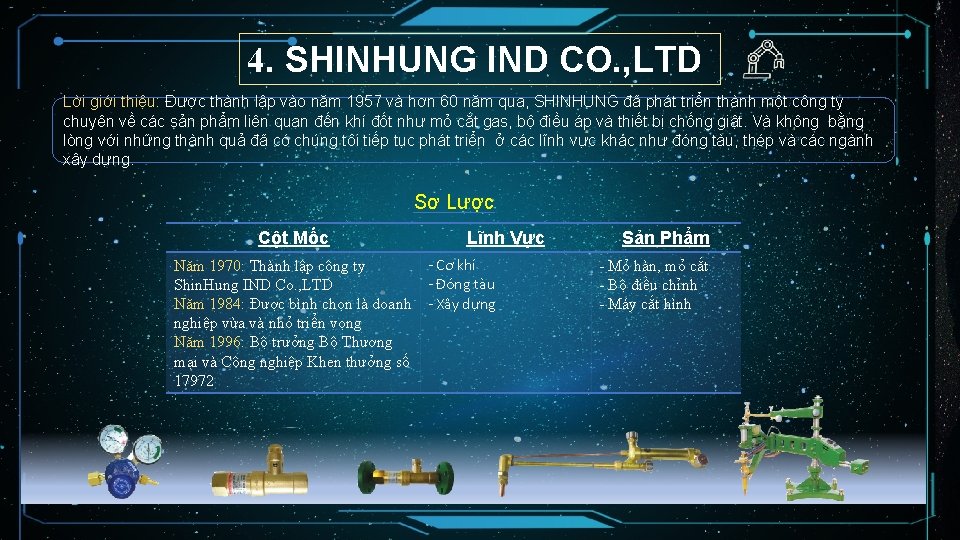 4. SHINHUNG IND CO. , LTD Lời giới thiệu: Được thành lập vào năm