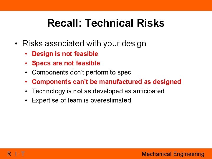 Engineering Design Risk Design Project Management Introduction to Feasibility Analysis Rochester