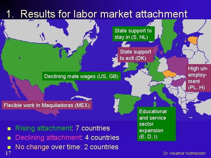 1. Results for labor market attachment State support to stay in (S, NL) State