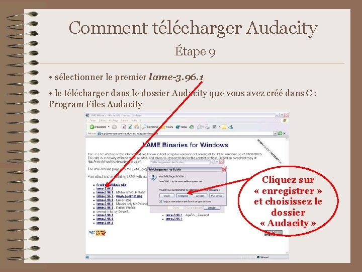 Comment télécharger Audacity Étape 9 • sélectionner le premier lame-3. 96. 1 • le