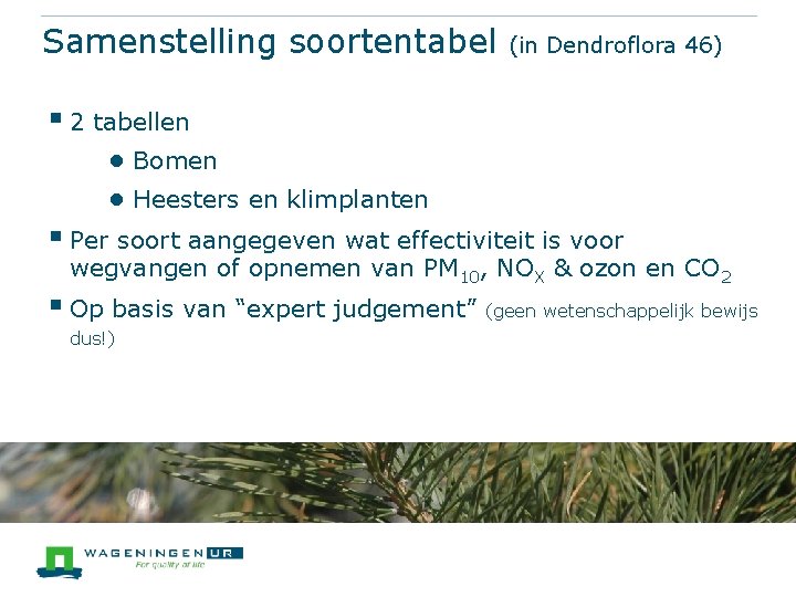 Samenstelling soortentabel (in Dendroflora 46) § 2 tabellen ● Bomen ● Heesters en klimplanten