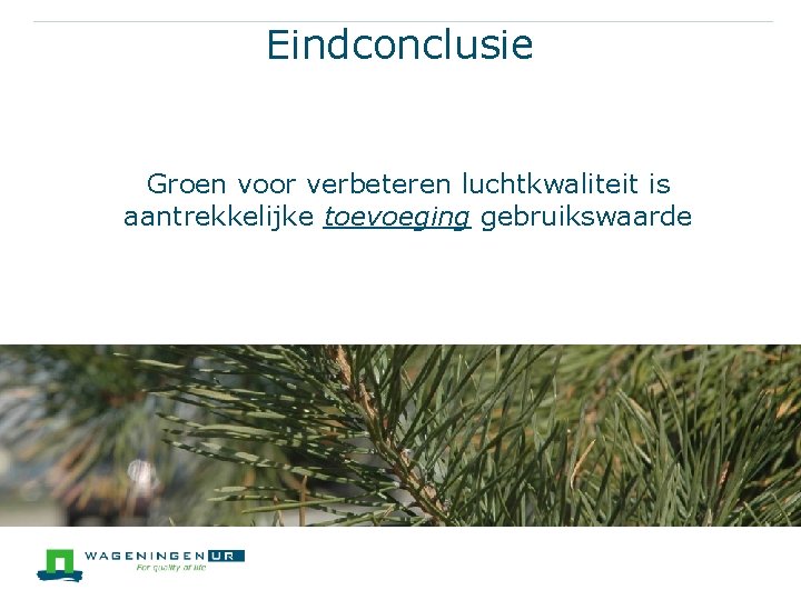 Eindconclusie Groen voor verbeteren luchtkwaliteit is aantrekkelijke toevoeging gebruikswaarde 