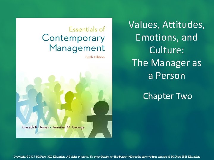 Values, Attitudes, Emotions, and Culture: The Manager as a Person Chapter Two Copyright ©