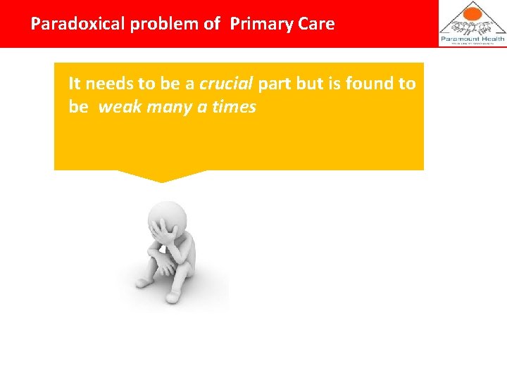 Paradoxical problem of Primary Care It needs to be a crucial part but is