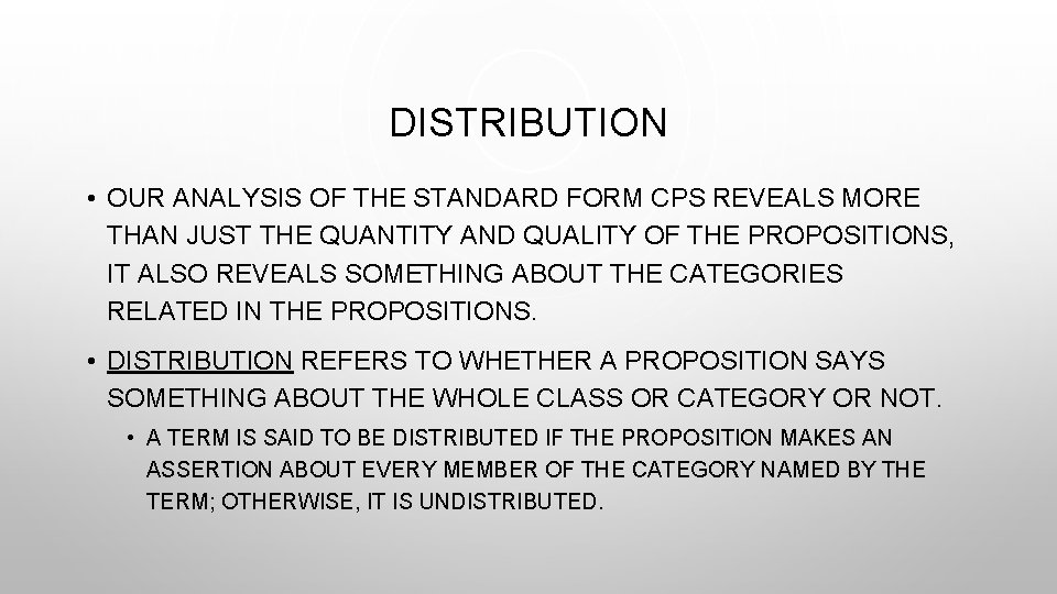 DISTRIBUTION • OUR ANALYSIS OF THE STANDARD FORM CPS REVEALS MORE THAN JUST THE