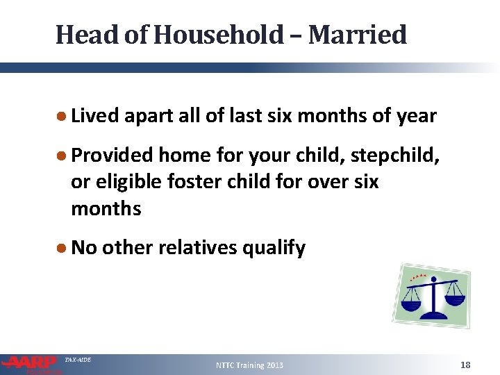 Head of Household – Married ● Lived apart all of last six months of