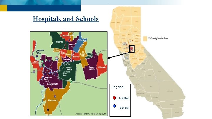 Hospitals and Schools Legend: Hospital School 