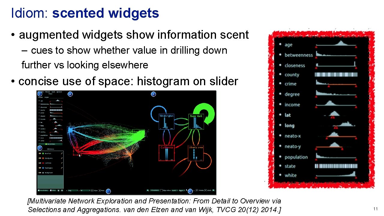 Idiom: scented widgets • augmented widgets show information scent – cues to show whether