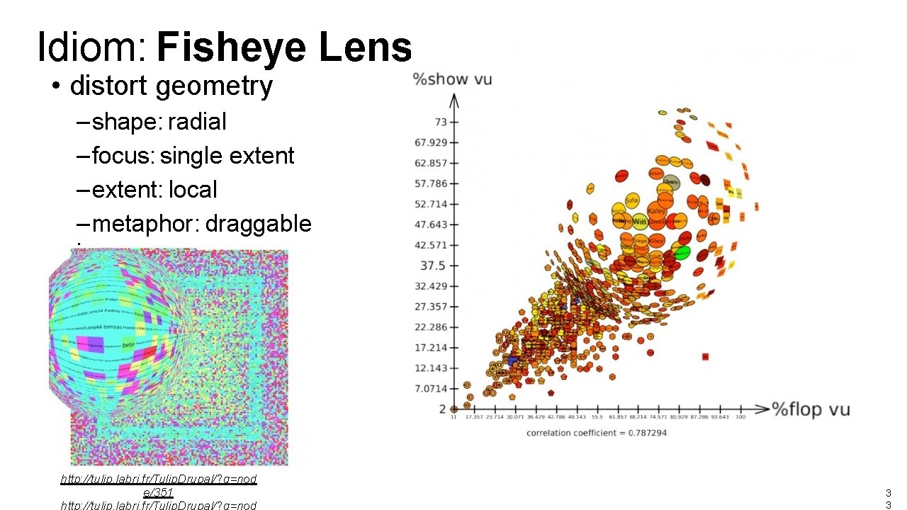 Idiom: Fisheye Lens • distort geometry – shape: radial – focus: single extent –