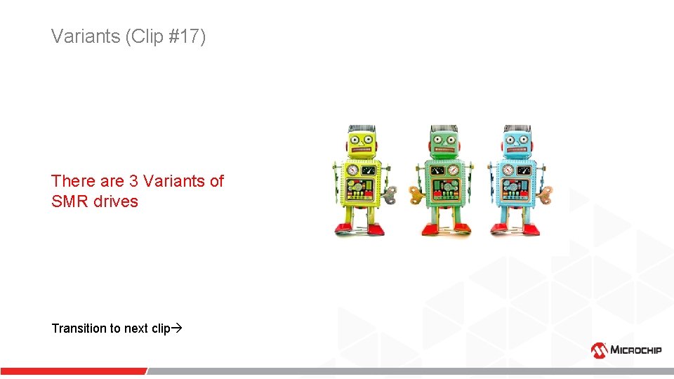 Variants (Clip #17) There are 3 Variants of SMR drives Transition to next clip Variants (Clip #17) There are 3 Variants of SMR drives Transition to next clip