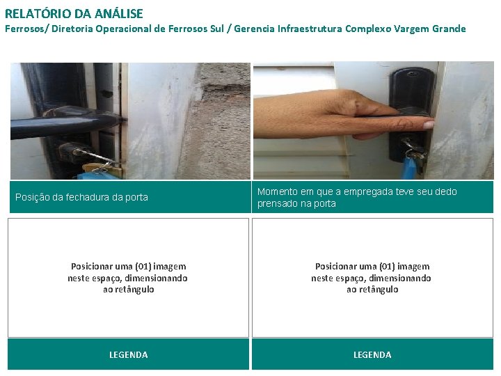 RELATÓRIO DA ANÁLISE Ferrosos/ Diretoria Operacional de Ferrosos Sul / Gerencia Infraestrutura Complexo Vargem