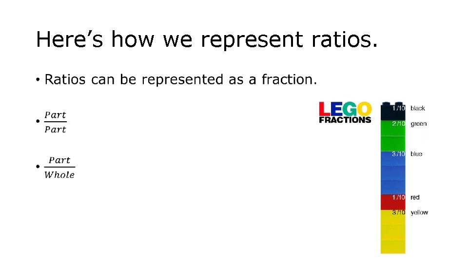 Here’s how we represent ratios. • 