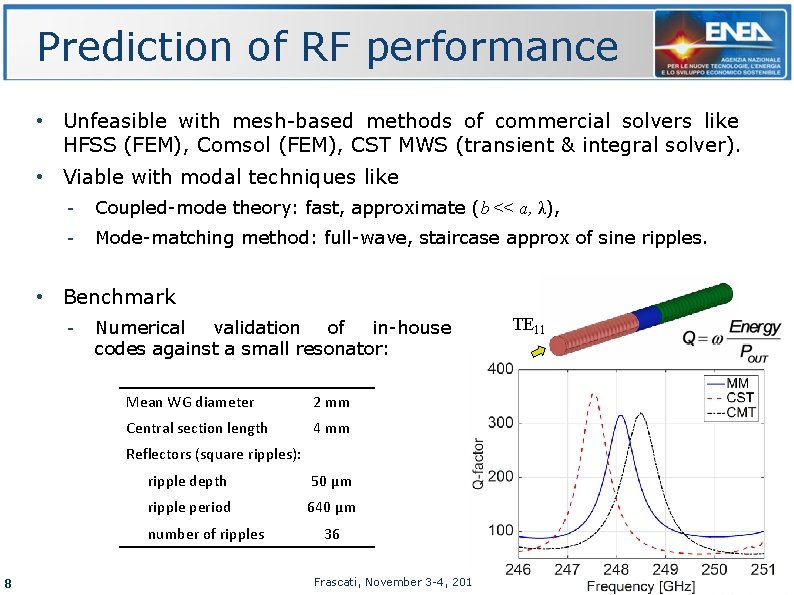 Prediction of RF performance • Unfeasible with mesh-based methods of commercial solvers like HFSS