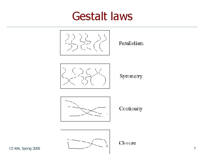 Gestalt laws CS 484, Spring 2009 © 2009, Selim Aksoy 7 
