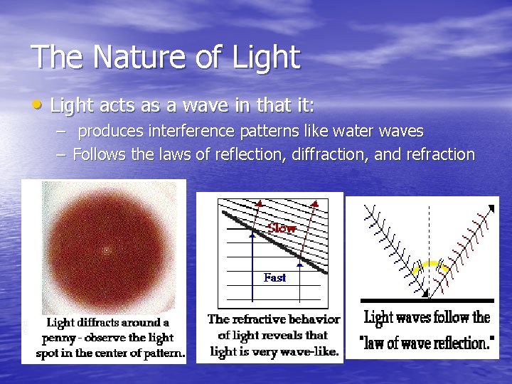 The Nature of Light • Light acts as a wave in that it: – The Nature of Light • Light acts as a wave in that it: –