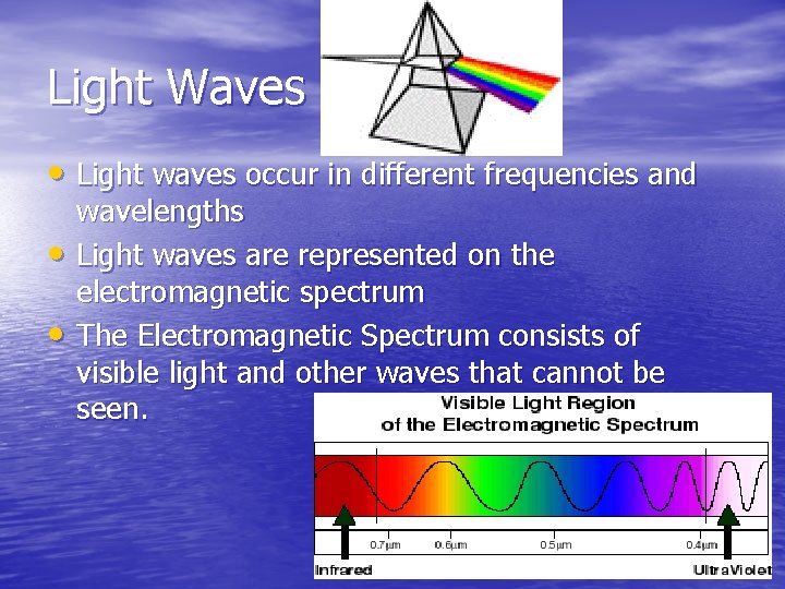 Light Waves • Light waves occur in different frequencies and • • wavelengths Light Light Waves • Light waves occur in different frequencies and • • wavelengths Light
