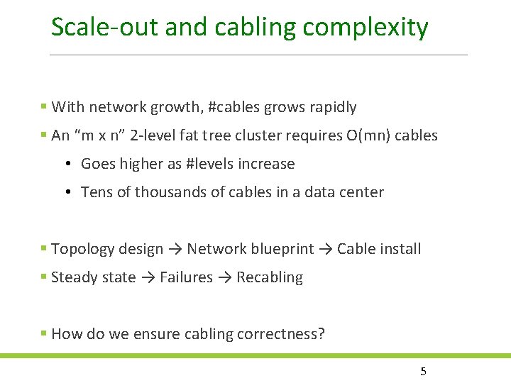 Scale-out and cabling complexity With network growth, #cables grows rapidly An “m x n”