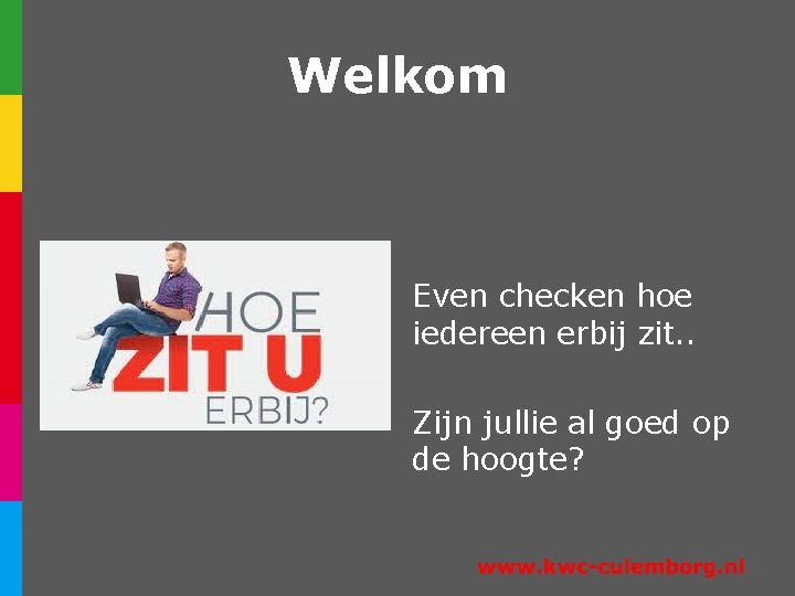 Welkom Even checken hoe iedereen erbij zit. . Zijn jullie al goed op de