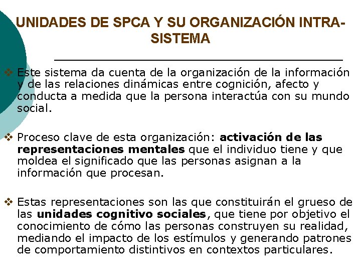 UNIDADES DE SPCA Y SU ORGANIZACIÓN INTRASISTEMA v Este sistema da cuenta de la