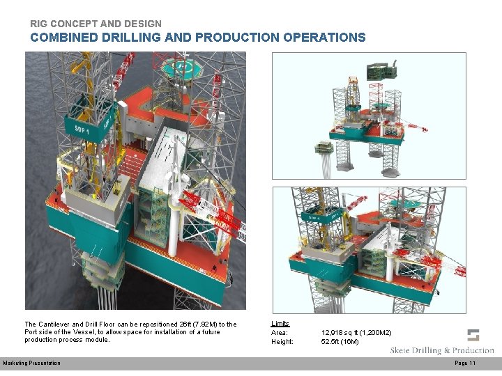 RIG CONCEPT AND DESIGN COMBINED DRILLING AND PRODUCTION OPERATIONS The Cantilever and Drill Floor