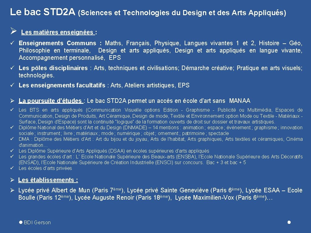 Le bac STD 2 A (Sciences et Technologies du Design et des Arts Appliqués)