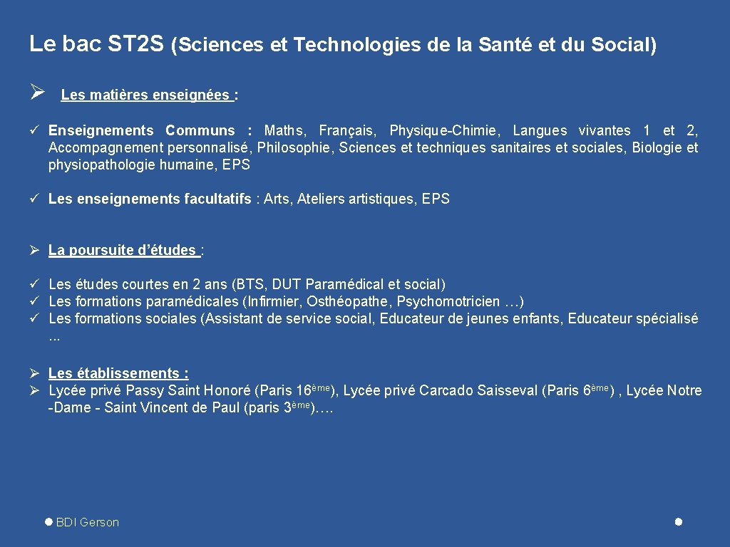 Le bac ST 2 S (Sciences et Technologies de la Santé et du Social)