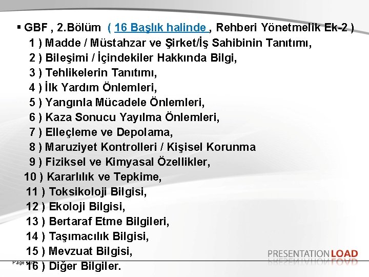  GBF , 2. Bölüm ( 16 Başlık halinde , Rehberi Yönetmelik Ek-2 )