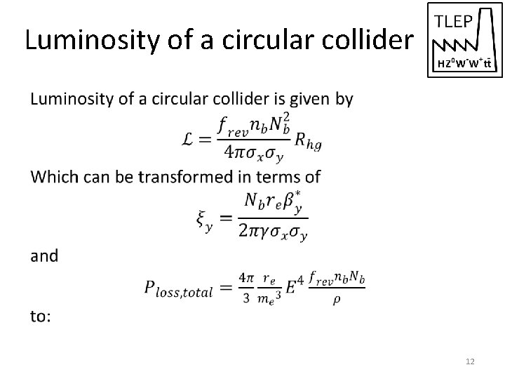 Luminosity of a circular collider • 12 