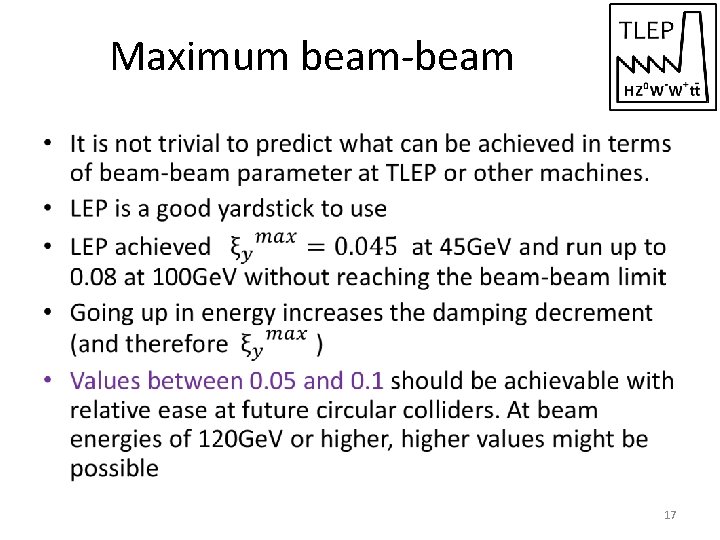 Maximum beam-beam • 17 