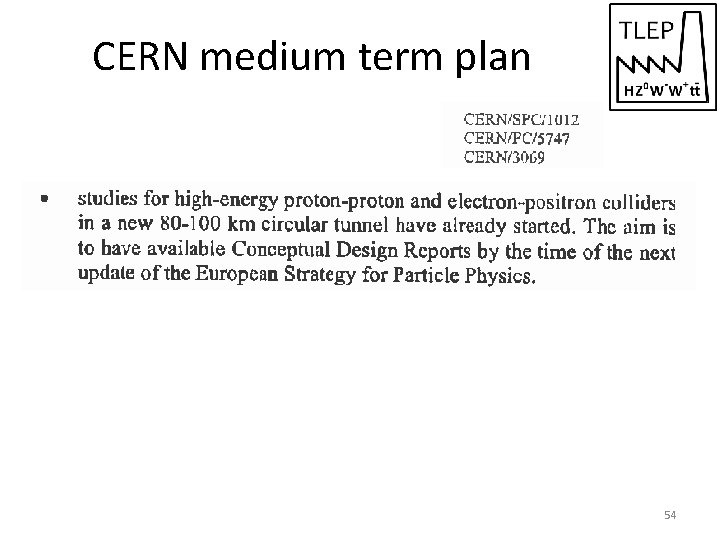 CERN medium term plan 54 