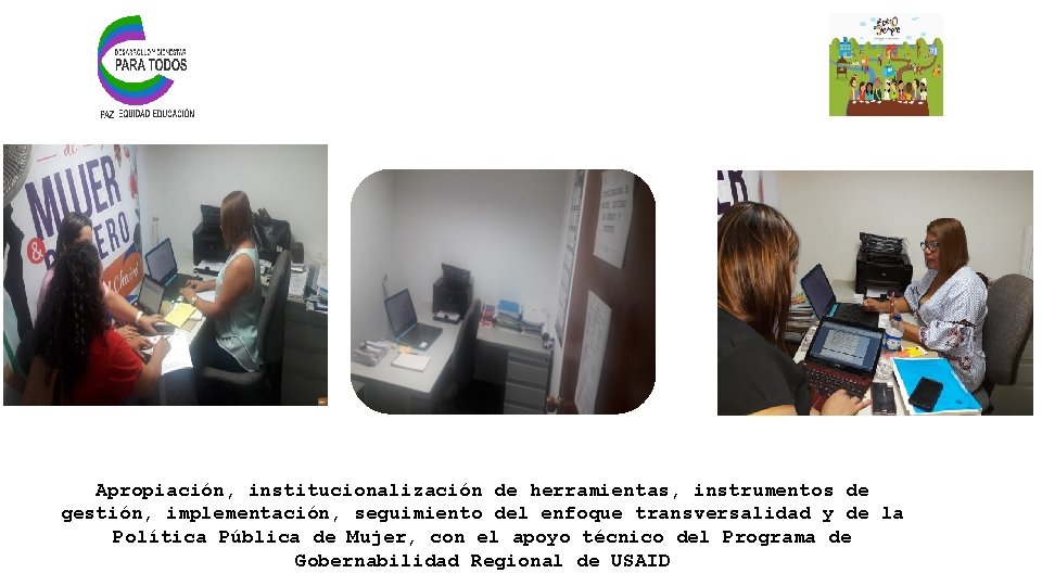 Apropiación, institucionalización de herramientas, instrumentos de gestión, implementación, seguimiento del enfoque transversalidad y de