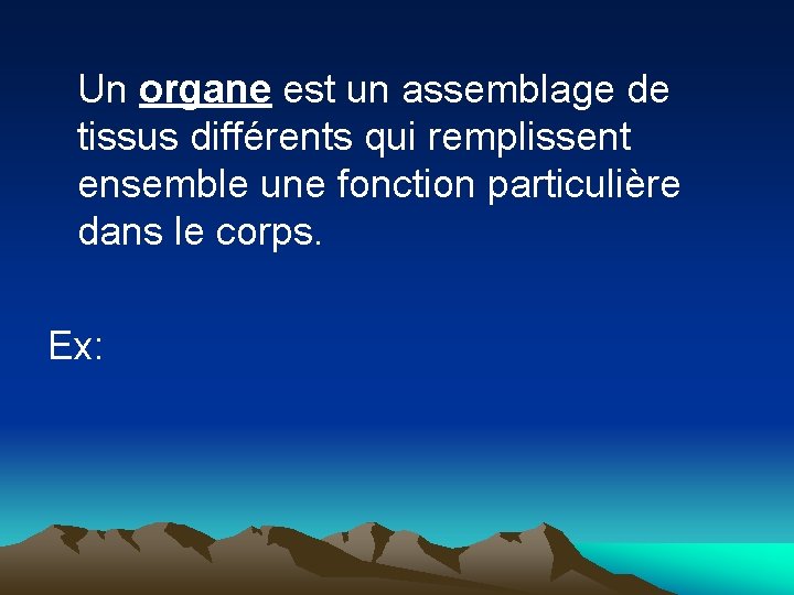 Un organe est un assemblage de tissus différents qui remplissent ensemble une fonction particulière