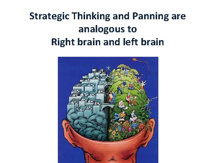 Strategic Thinking and Panning are analogous to Right brain and left brain Strategic Thinking and Panning are analogous to Right brain and left brain