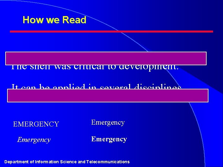 How we Read The shell was critical to development. It can be applied in