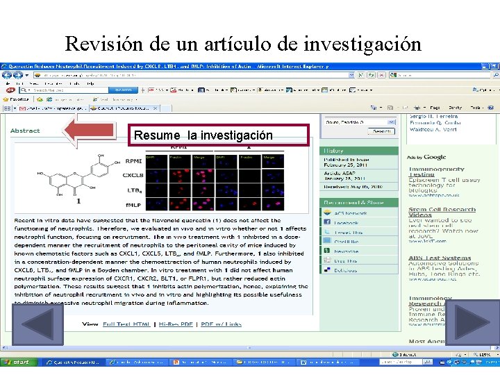 Revisión de un artículo de investigación Resume la investigación 