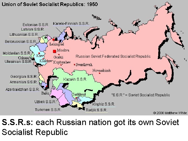 S. S. R. s: each Russian nation got its own Soviet Socialist Republic 