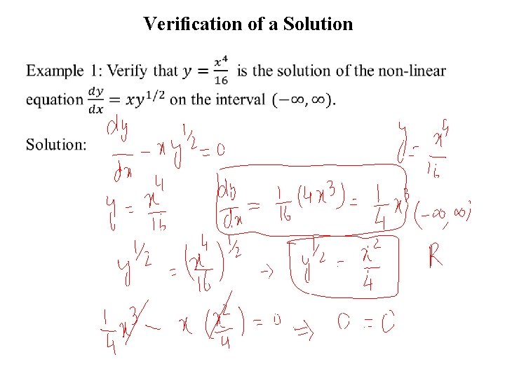 Veriﬁcation of a Solution 